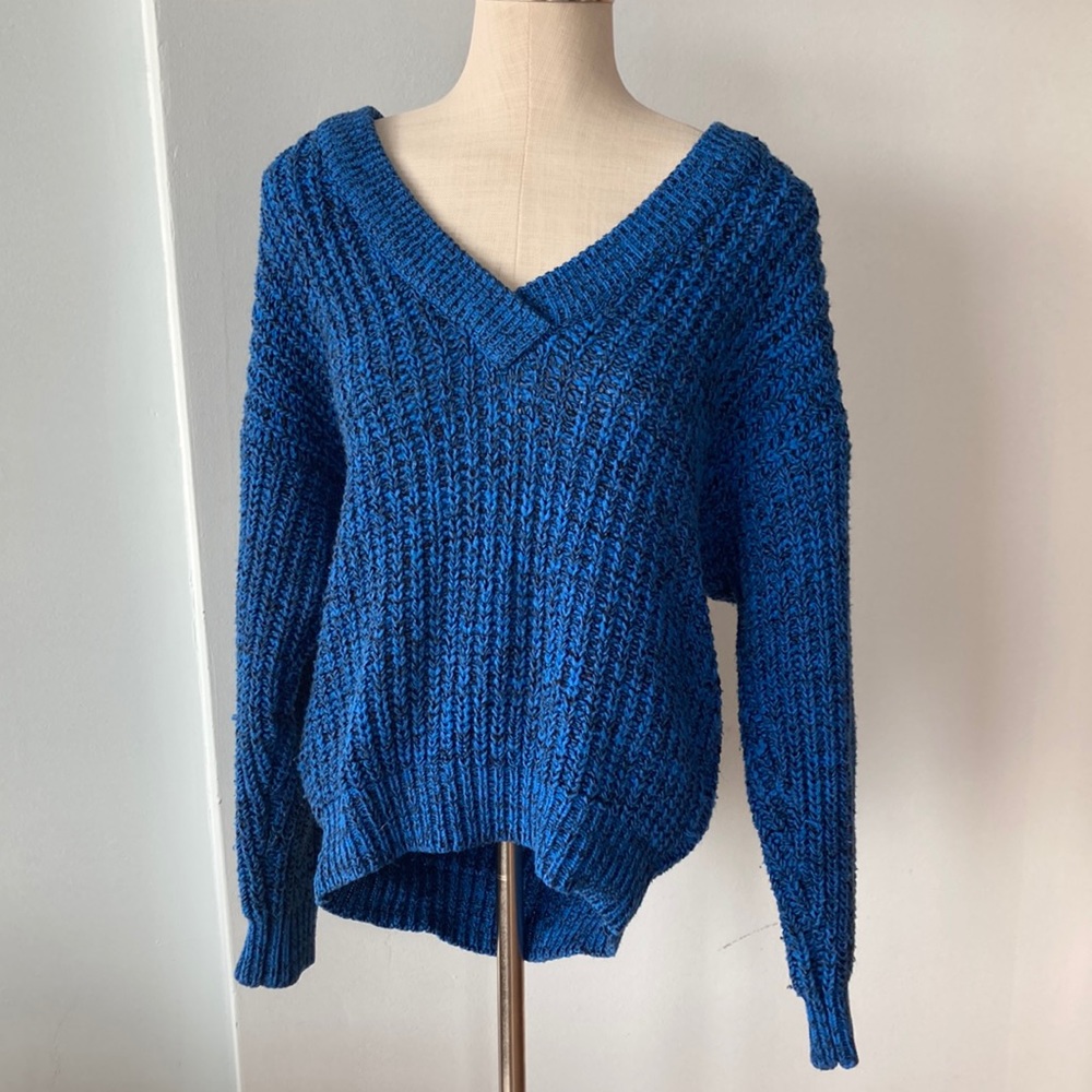 Chunky knit deep v neck vintage sweater
